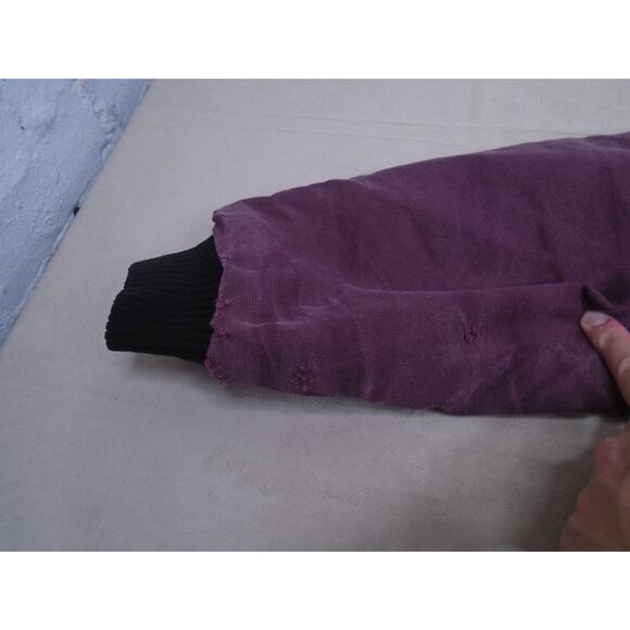 VTG 90s Canvas Santa Fe Quilt Lined Jacket Mens Plum XXL Corduroy Collar Work - Picture 11 of 16